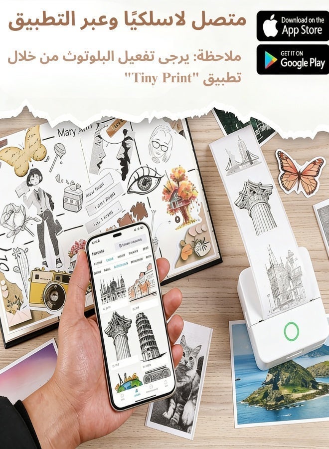 SKT Shiketro Sticker Printer, X6 Mini Printer Bluetooth Inkless Thermal Printer with 14 Rolls Paper, Portable Sticker Maker for iPhone, Label Printer for Notes, DIY, Journal, Gift - Image 4